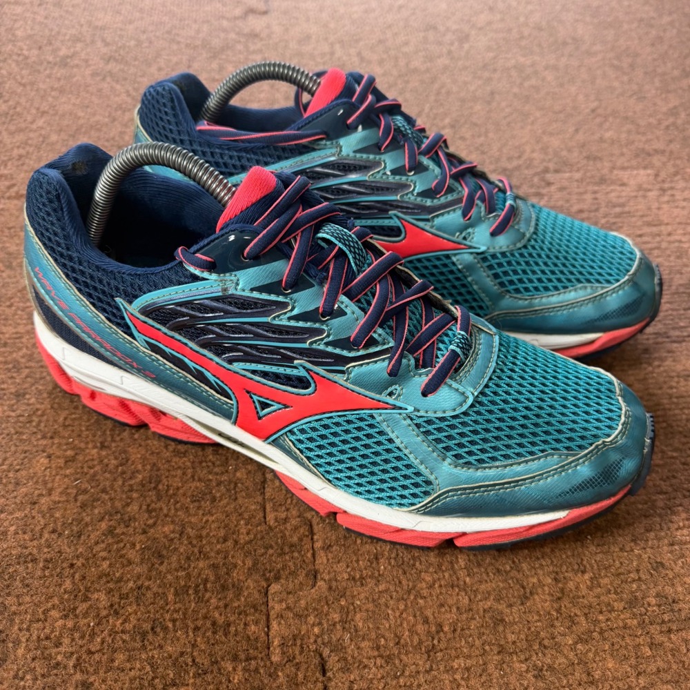 C+ Mizuno Wave Paradox 3 Womens Running Shoes Teal Navy Coral J1GD1640 Size 11